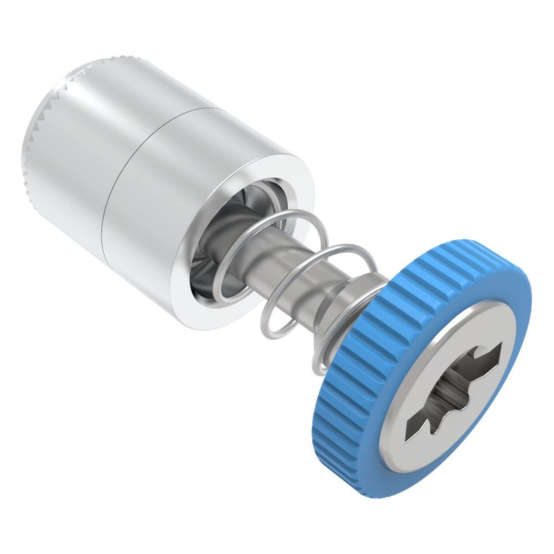 SOUTHCO Captive Screw, 6-32 Thread, Press-in, TORX®/Slot Combination, Knurled Blue Knob [52-27-53-4-008]