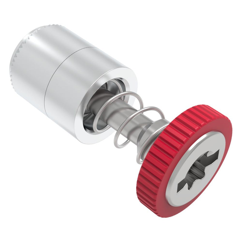 SOUTHCO Captive Screw, 6-32 Thread, Press-in, TORX®/Slot Combination, Knurled Red Knob [52-27-53-4-013]