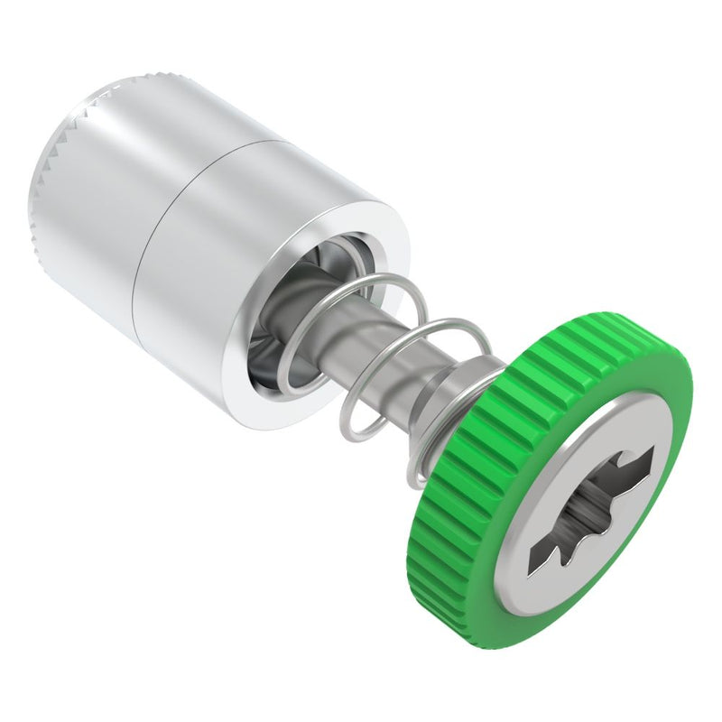 SOUTHCO Captive Screw, 6-32 Thread, Press-in, TORX®/Slot Combination, Knurled Green Knob [52-27-53-4-014]