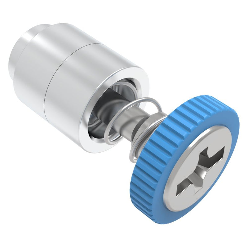 SOUTHCO Captive Screw, 6-32 Thread, Flare-in, Phillips/Slot Combination, Knurled Blue Knob [52-29-21-4-008]