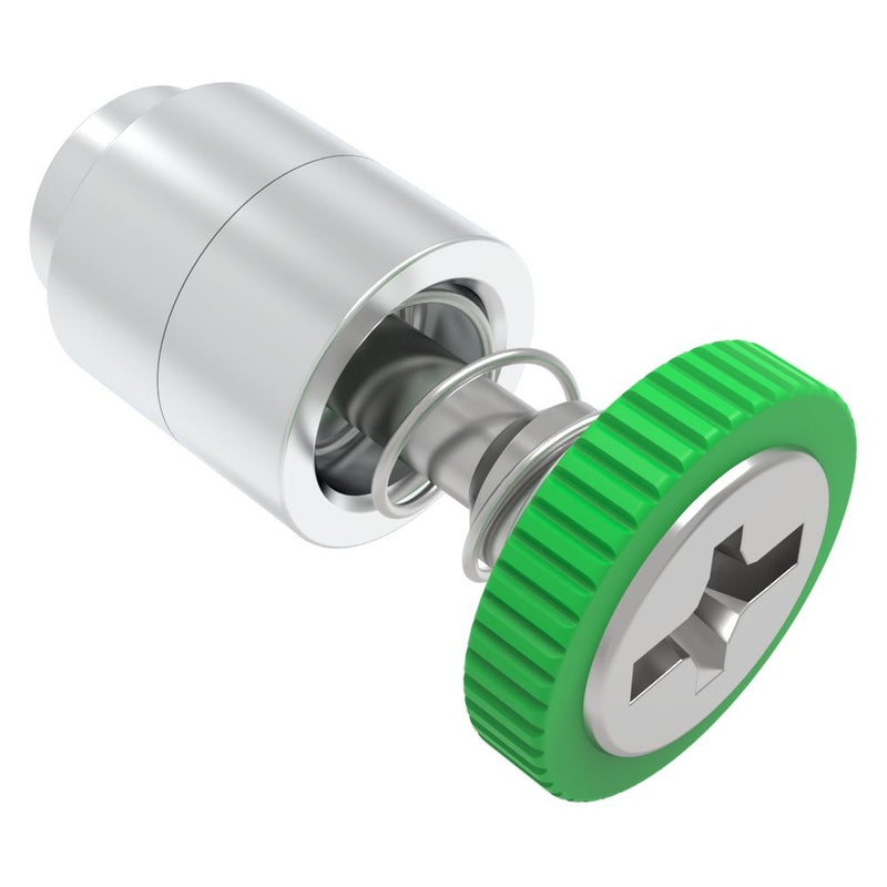 SOUTHCO Captive Screw, 6-32 Thread, Flare-in, Phillips/Slot Combination, Knurled Green Knob [52-29-21-4-014]
