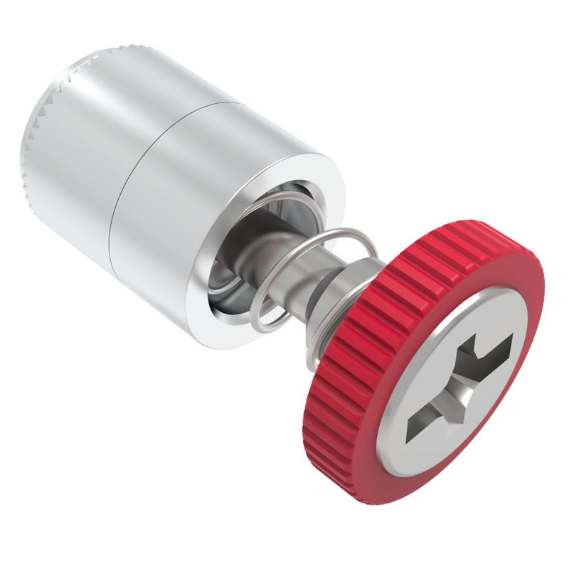 SOUTHCO Captive Screw, 6-32 Thread, Press-in, Phillips/Slot Combination, Knurled Red Knob [52-29-51-4-013]