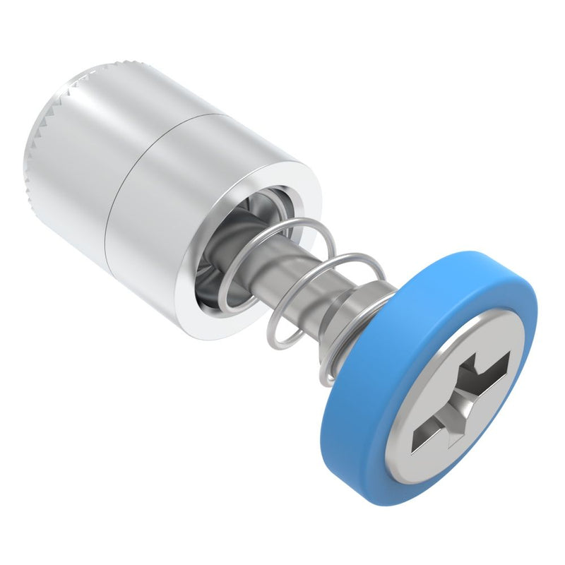 SOUTHCO Captive Screw, 6-32 Thread, Press-in, Phillips/Slot Combination, Smooth Blue Knob [52-2A-53-4-008]