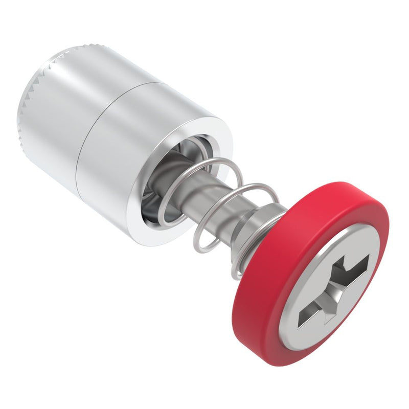 SOUTHCO Captive Screw, 6-32 Thread, Press-in, Phillips/Slot Combination, Smooth Red Knob [52-2A-53-4-013]