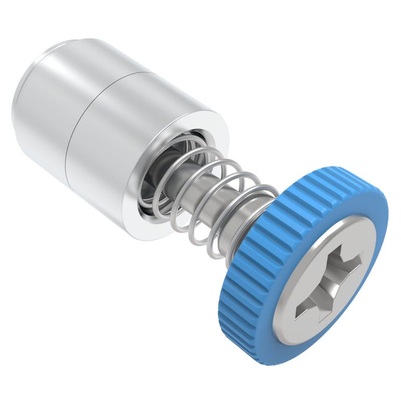 SOUTHCO Captive Screw, M3 X 0.5, Press-in, Phillips Recess, Knurled Blue Knob [52-31-53-4-008]