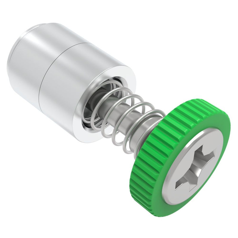 SOUTHCO Captive Screw, M3 X 0.5, Press-in, Phillips Recess, Knurled Green Knob [52-31-53-4-014]