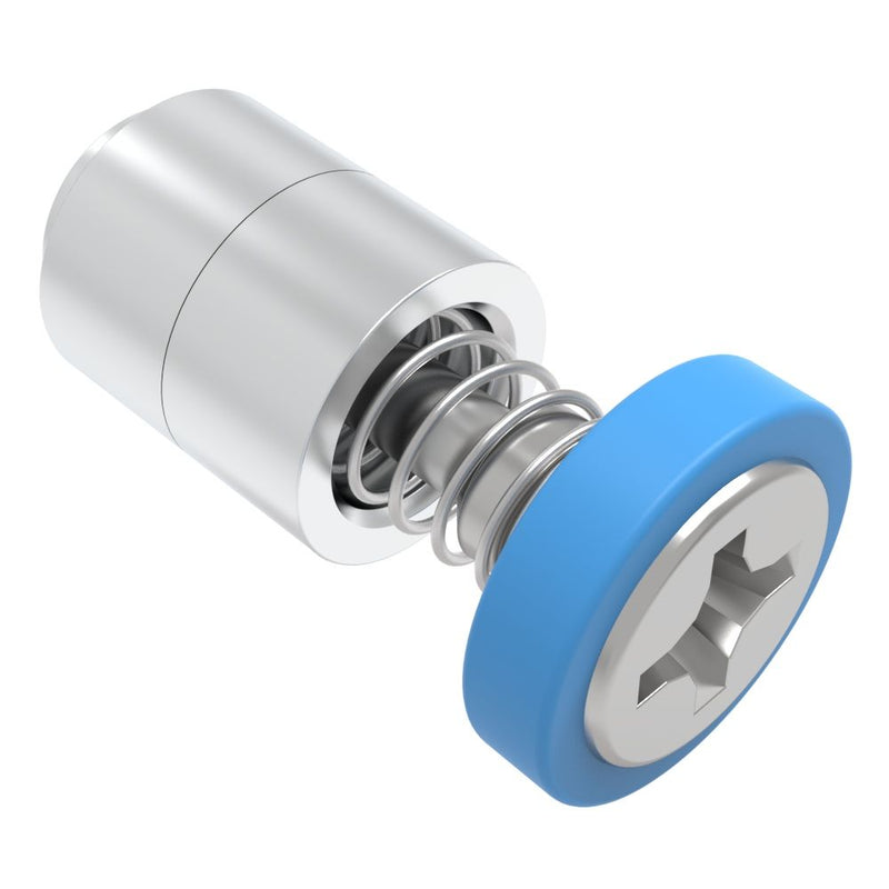 SOUTHCO Captive Screw, M3 X 0.5, Flare-in, Phillips Recess, Smooth Blue Knob [52-33-11-4-008]
