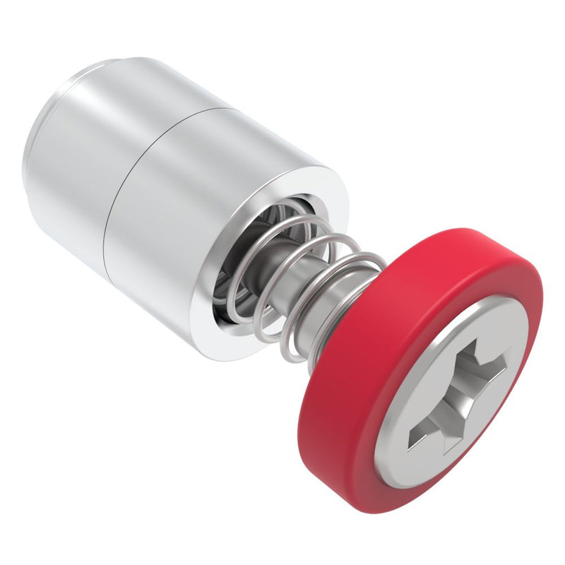 SOUTHCO Captive Screw, M3 X 0.5, Press-in, Phillips Recess, Smooth Red Knob [52-33-51-4-013]