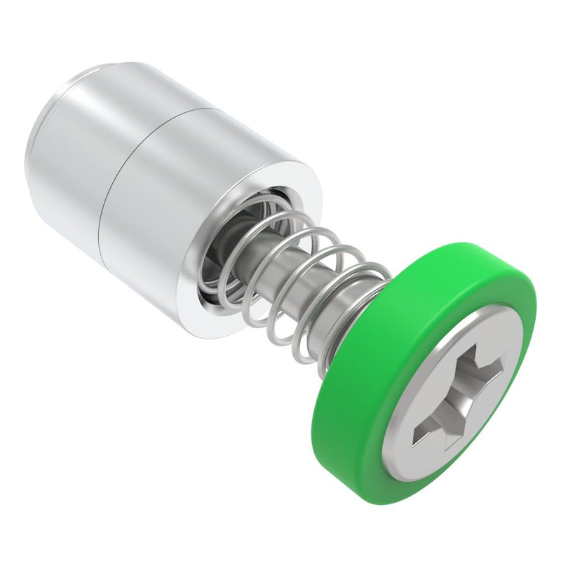 SOUTHCO Captive Screw, M3 X 0.5, Press-in, Phillips Recess, Smooth Green Knob [52-33-53-4-014]
