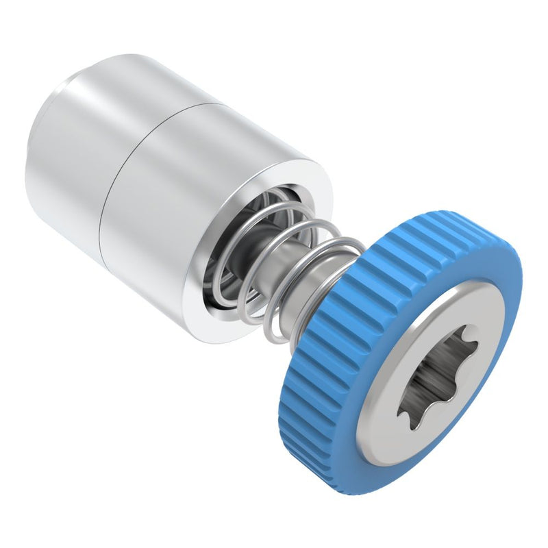 SOUTHCO Captive Screw, M3 X 0.5, Flare-in, TORX®, Knurled Blue Knob [52-35-11-4-008]