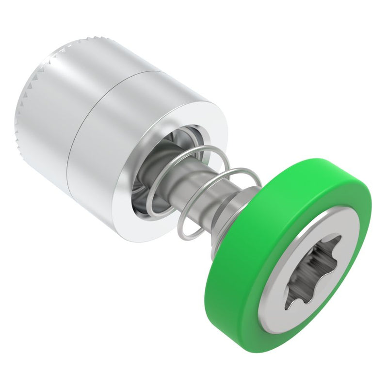 SOUTHCO Captive Screw, M4 X 0.7, Press-in, TORX®, Smooth Green Knob [52-46-53-4-014]