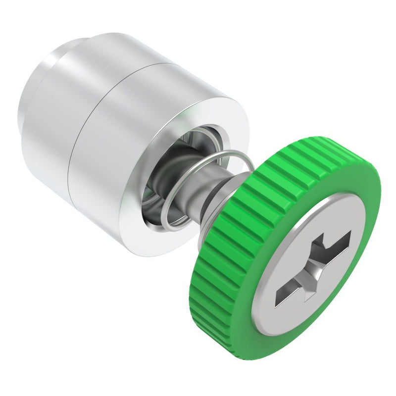 SOUTHCO Captive Screw, M4 X 0.7, Flare-in, Phillips/Slot Combination, Knurled Green Knob [52-49-21-4-014]