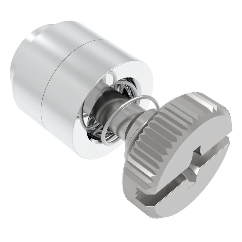 SOUTHCO Captive Screw, M4 X 0.7, Flare-in, Phillips/Slot Combination, Knurled Bright Knob [52-49-21-4]