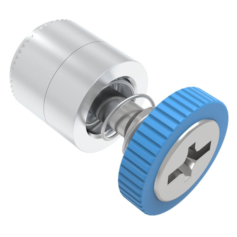 SOUTHCO Captive Screw, M4 X 0.7, Press-in, Phillips/Slot Combination, Knurled Blue Knob [52-49-51-4-008]