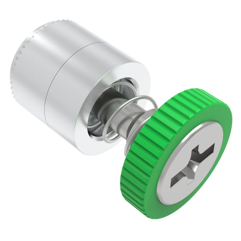 SOUTHCO Captive Screw, M4 X 0.7, Press-in, Phillips/Slot Combination, Knurled Green Knob [52-49-51-4-014]