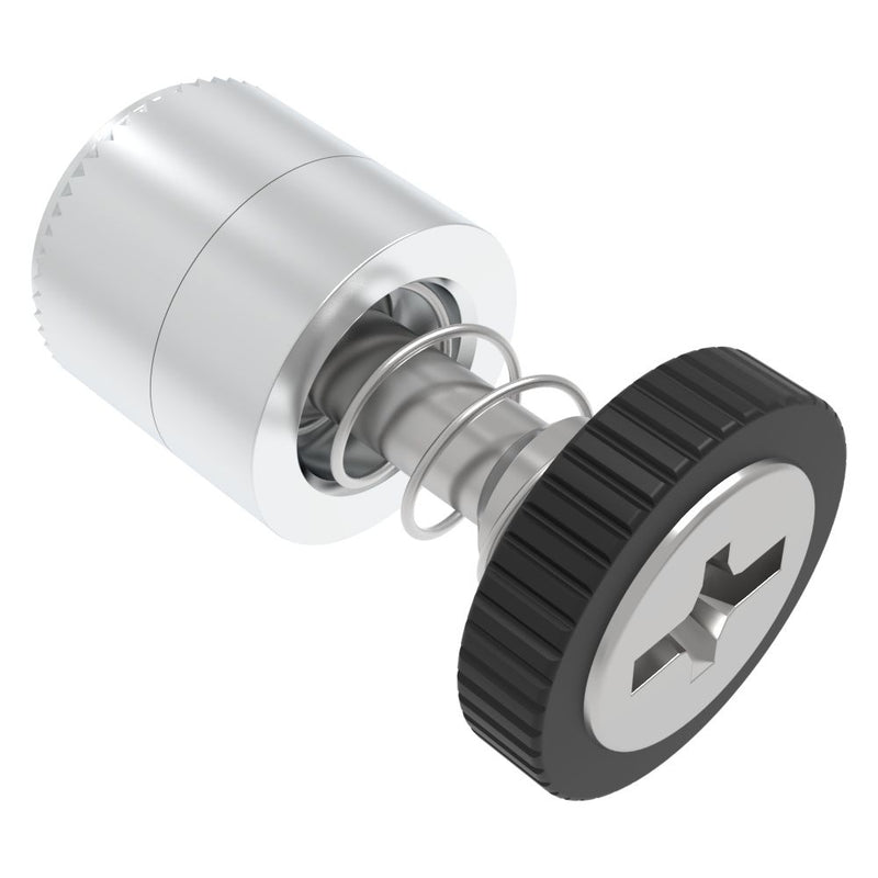 SOUTHCO Captive Screw, M4 X 0.7, Press-in, Phillips/Slot Combination, Knurled Black Knob [52-49-53-4-000]