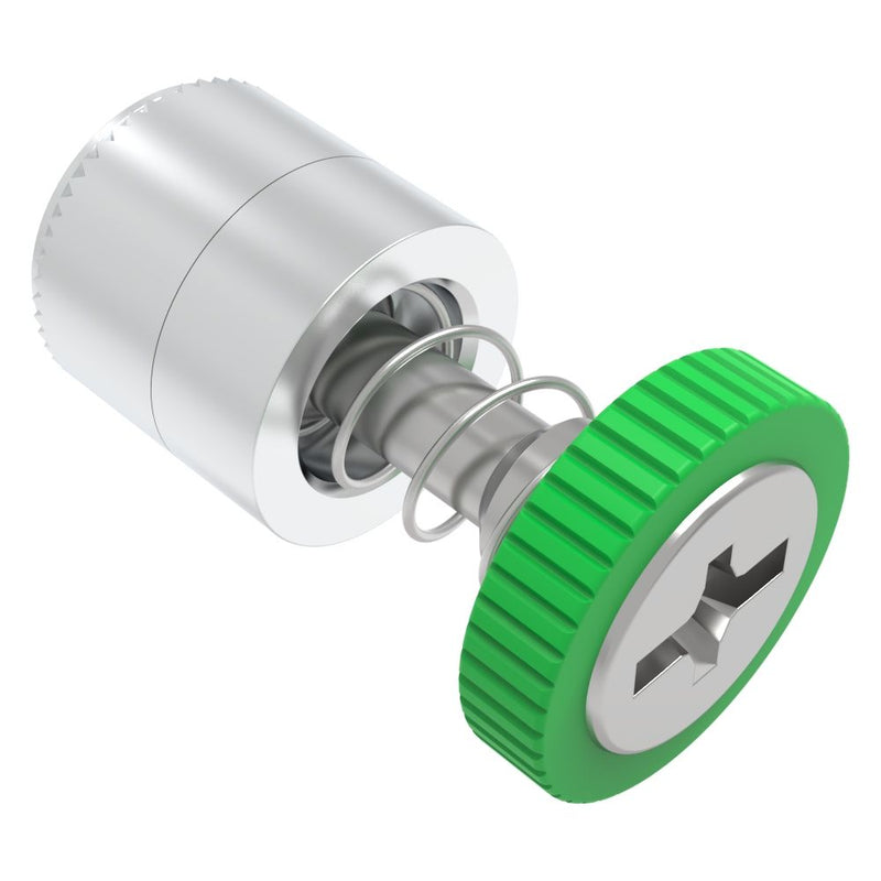 SOUTHCO Captive Screw, M4 X 0.7, Press-in, Phillips/Slot Combination, Knurled Green Knob [52-49-53-4-014]
