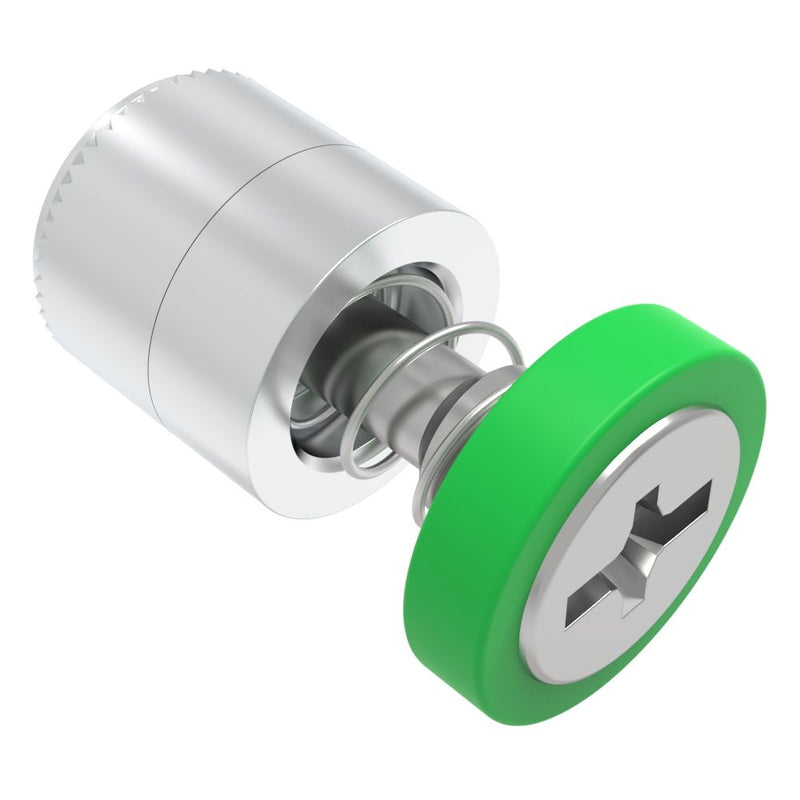 SOUTHCO Captive Screw, M4 X 0.7, Press-in, Phillips/Slot Combination, Smooth Green Knob [52-4A-51-4-014]