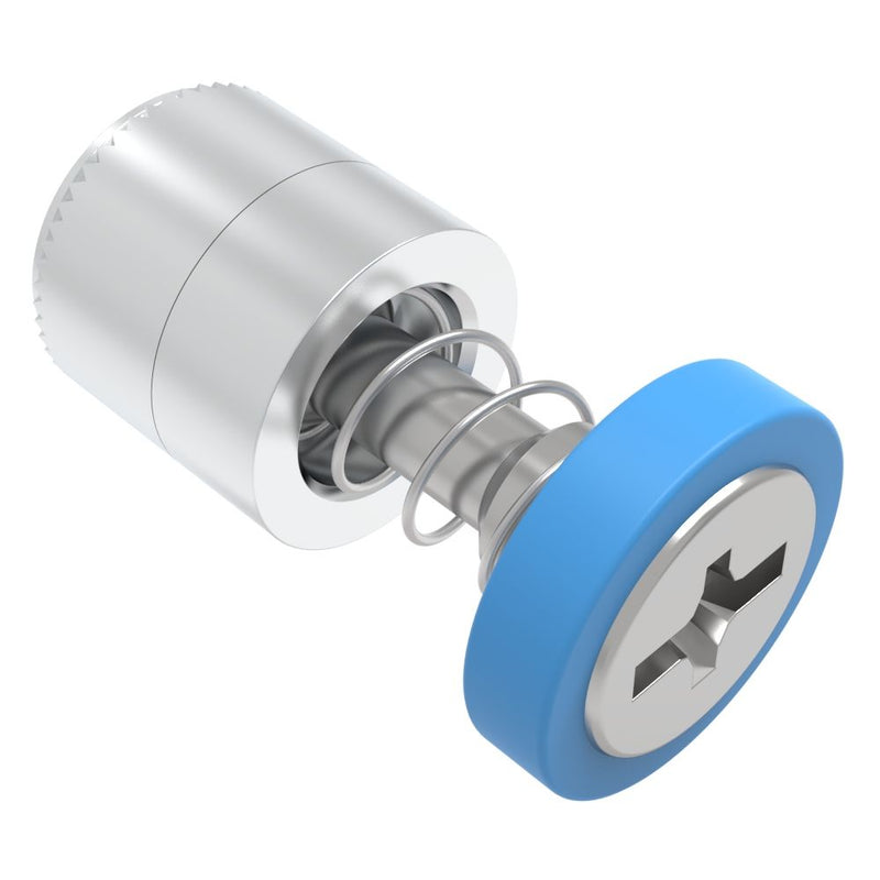 SOUTHCO Captive Screw, M4 X 0.7, Press-in, Phillips/Slot Combination, Smooth Blue Knob [52-4A-53-4-008]