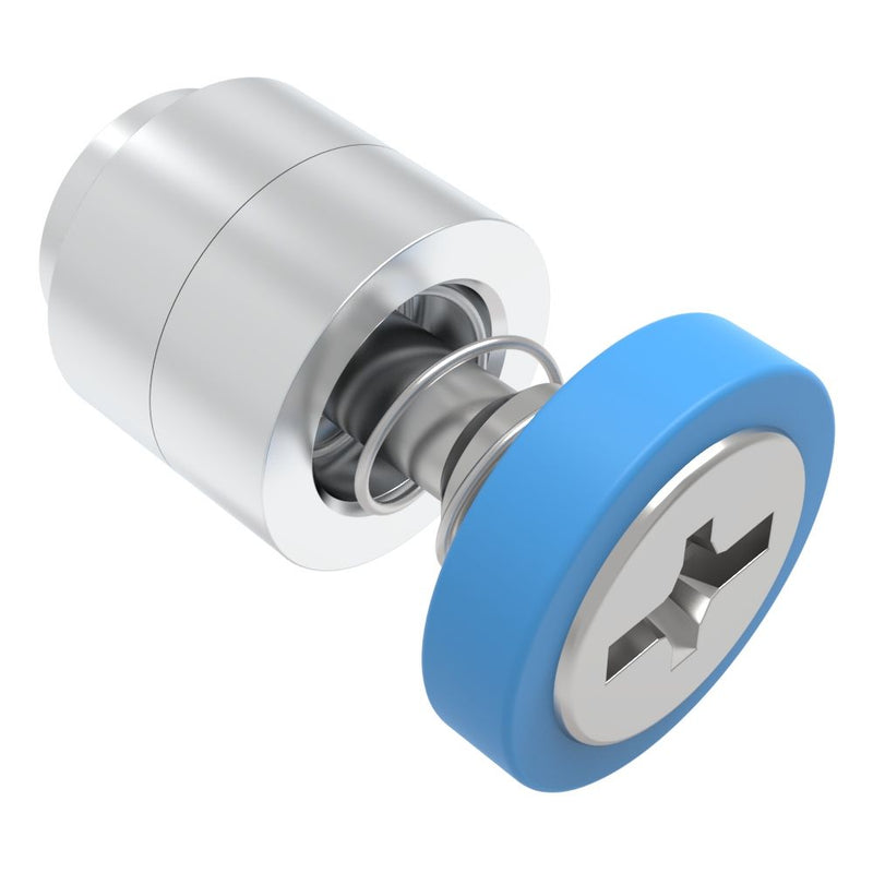SOUTHCO Captive Screw, M4 X 0.7, Flare-in, Phillips/Slot Combination, Smooth Blue Knob [52-4A-21-4-008]