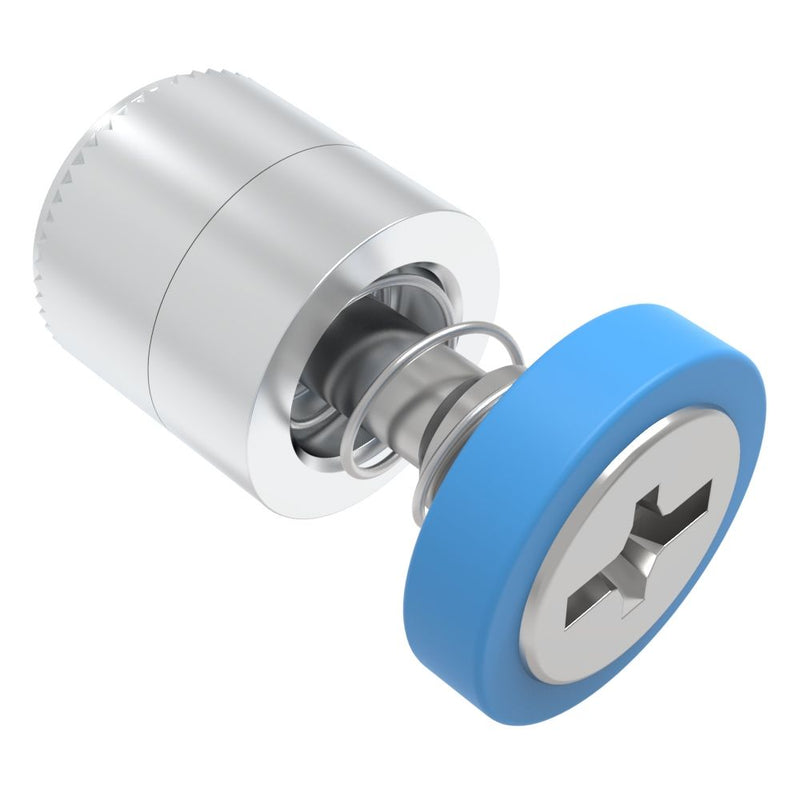 SOUTHCO Captive Screw, M4 X 0.7, Press-in, Phillips/Slot Combination, Smooth Blue Knob [52-4A-51-4-008]