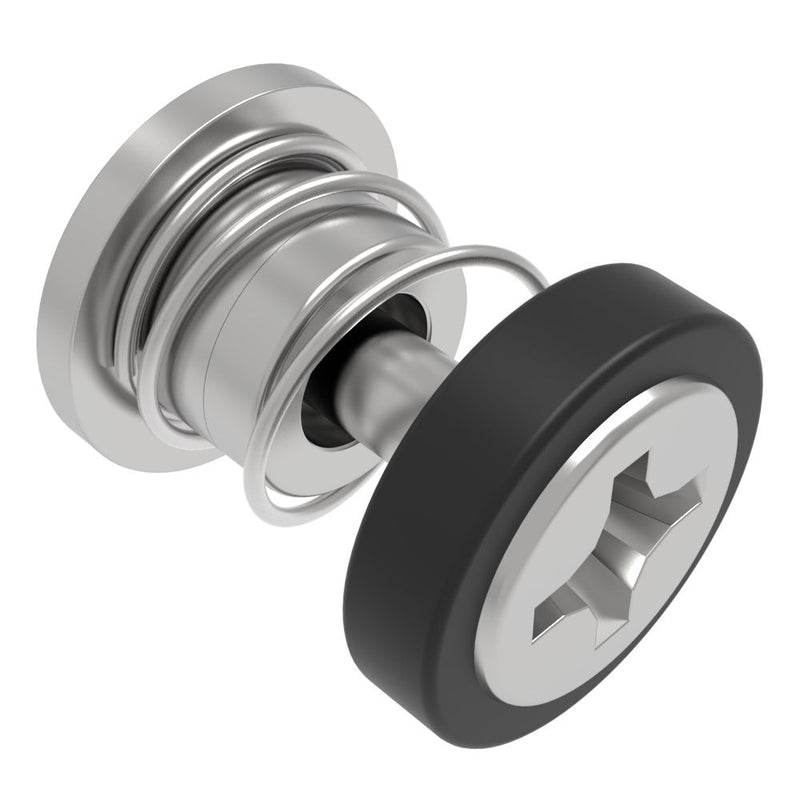 SOUTHCO Captive Screw, 4-40 Thread, Press-in, Phillips Recess, Smooth Black Knob [52-A13-51-4-000]