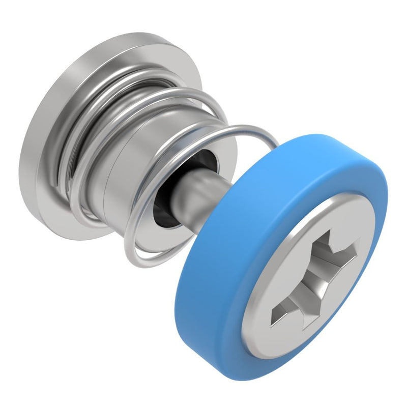 SOUTHCO Captive Screw, 4-40 Thread, Press-in, Phillips Recess, Smooth Blue Knob [52-A13-51-4-008]