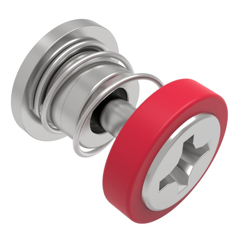 SOUTHCO Captive Screw, 4-40 Thread, Press-in, Phillips Recess, Smooth Red Knob [52-A13-51-4-013]