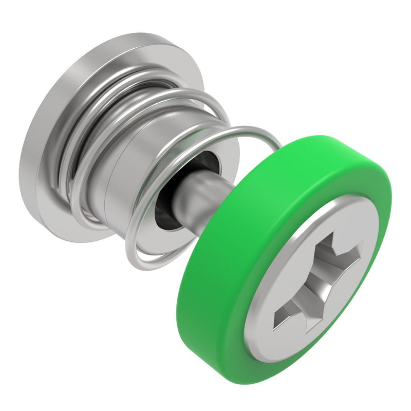 SOUTHCO Captive Screw, 4-40 Thread, Press-in, Phillips Recess, Knurled Green Knob [52-A13-51-4-014]