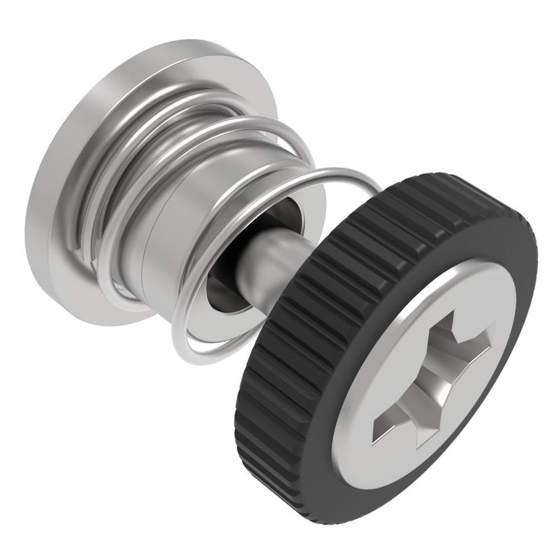 SOUTHCO Captive Screw, M3 X 0.5 Thread, Press-in, Phillips Recess, Knurled Black Knob [52-A31-51-4-000]