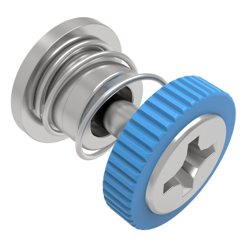 SOUTHCO Captive Screw, M3 X 0.5 Thread, Press-in, Phillips Recess, Knurled Blue Knob [52-A31-51-4-008]