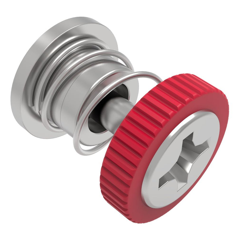 SOUTHCO Captive Screw, M3 X 0.5 Thread, Press-in, Phillips Recess, Knurled Red Knob [52-A31-51-4-013]