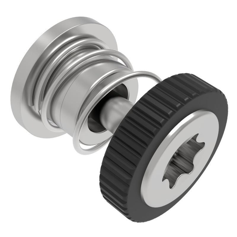 SOUTHCO Captive Screw, M3 X 0.5 Thread, Press-in, TORX®, Knurled Black Knob [52-A35-51-4-000]