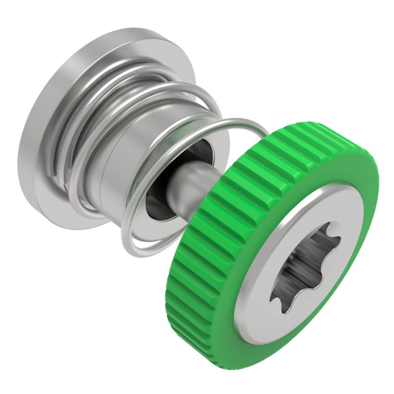 SOUTHCO Captive Screw, M3 X 0.5 Thread, Press-in, TORX®, Knurled Green Knob [52-A35-51-4-014]