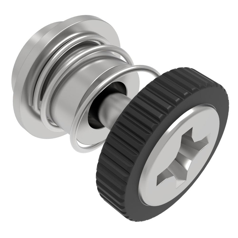 SOUTHCO Captive Screw, 4-40 Thread, Surface Mount Technology, Phillips Recess, Knurled Black Knob [52-SM-A1111-K000-R]