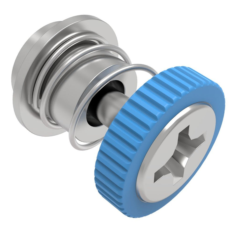 SOUTHCO Captive Screw, 4-40 Thread, Surface Mount Technology, Phillips Recess, Knurled Blue Knob [52-SM-A1111-K008-R]