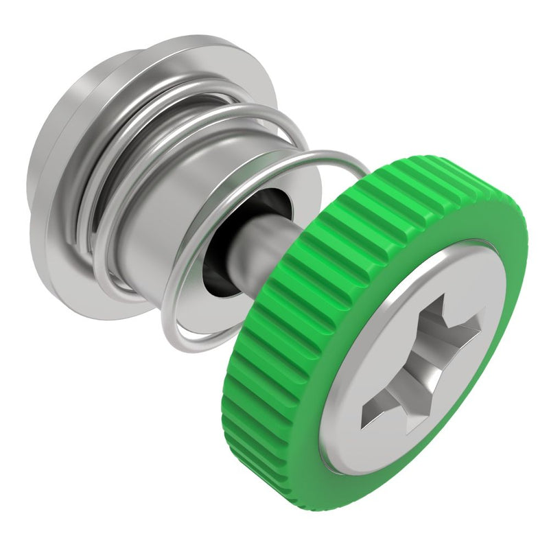SOUTHCO Captive Screw, 4-40 Thread, Surface Mount Technology, Phillips Recess, Knurled Green Knob [52-SM-A1111-K014-R]