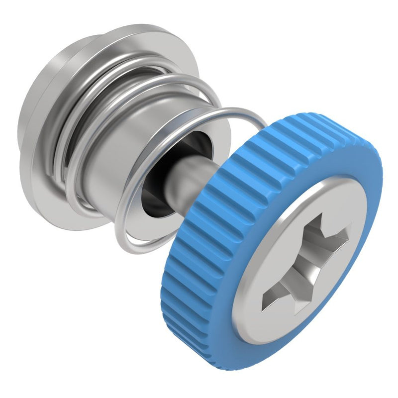 SOUTHCO Captive Screw, M3 X 0.5 Thread, Surface Mount Technology, Phillips Recess, Knurled Blue Knob [52-SM-A3111-K008-R]