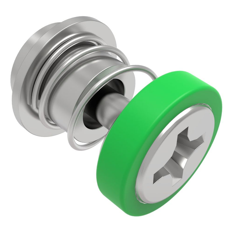 SOUTHCO Captive Screw, M3 X 0.5 Thread, Surface Mount Technology, Phillips Recess, Smooth Green Knob [52-SM-A3111-N014-R]