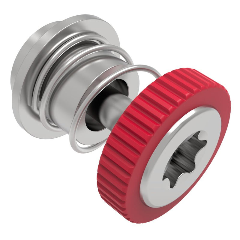 SOUTHCO Captive Screw, M3 X 0.5 Thread, Surface Mount Technology, TORX®, Knurled Red Knob [52-SM-A3211-K013-R]