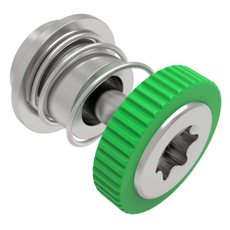 SOUTHCO Captive Screw, M3 X 0.5 Thread, Surface Mount Technology, TORX®, Knurled Green Knob [52-SM-A3211-K014-R]