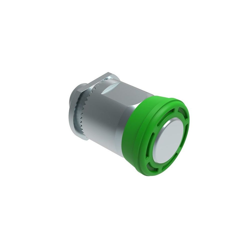 SOUTHCO Spring Loaded Plunger, Thread-in, Small Size, Without hold-open feature, Steel, Green Knob [56-180-014]