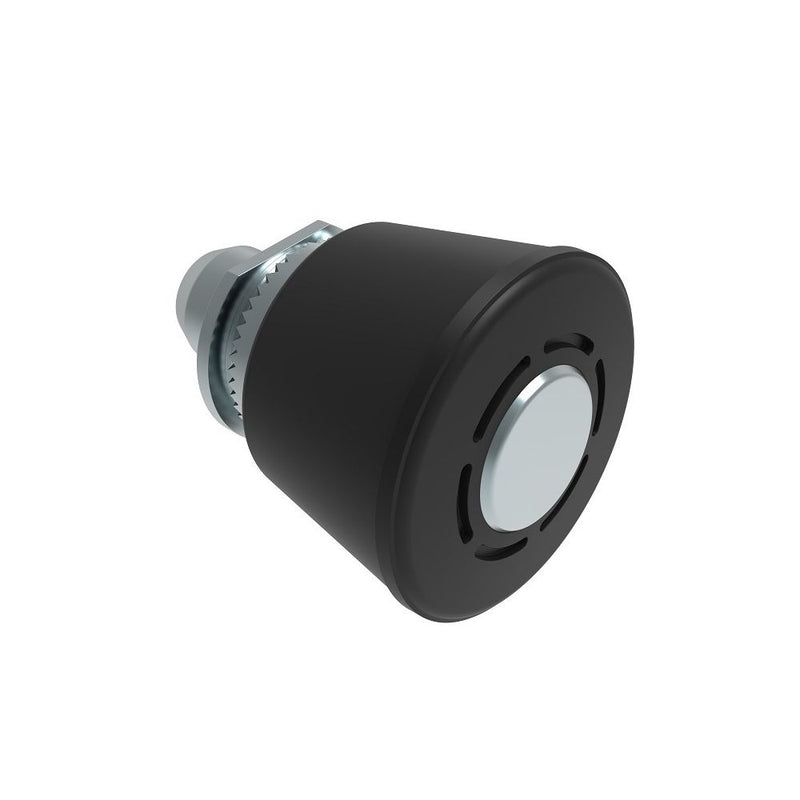 SOUTHCO Spring Loaded Plunger, Thead-in, Large Size, Without hold-open feature, Steel, Black Knob [56-280-000]