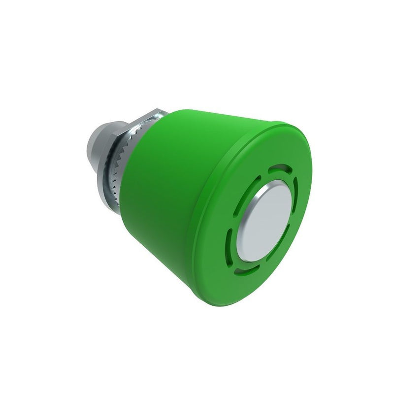 SOUTHCO Spring Loaded Plunger, Thead-in, Large Size, Without hold-open feature, Steel, Green Knob [56-280-014]