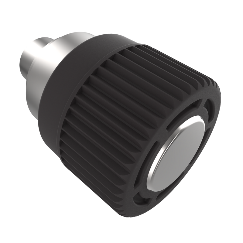 SOUTHCO Spring Loaded Plunger, Flare-in, Small Size, With hold-open feature, Steel, Black Knob [56-371-1-000]