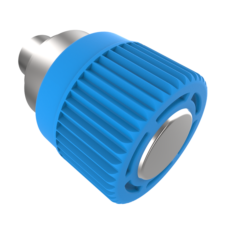 SOUTHCO Spring Loaded Plunger, Flare-in, Miniature Size, Without hold-open feature, Steel, Blue Knob [56-320-2-008]