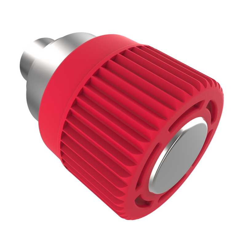 SOUTHCO Spring Loaded Plunger, Flare-in, Miniature Size, Without hold-open feature, Steel, Red Knob [56-320-1-013]