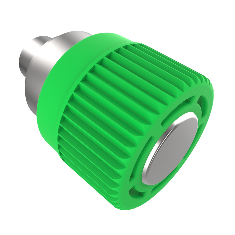 SOUTHCO Spring Loaded Plunger, Flare-in, Small Size, With hold-open feature, Steel, Green Knob [56-371-1-014]