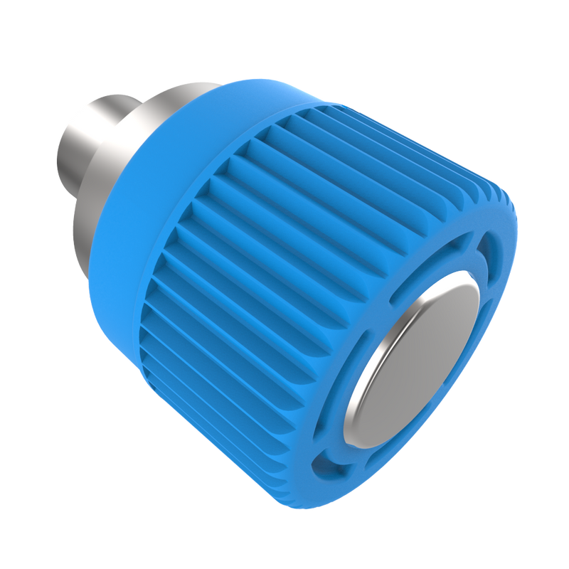 SOUTHCO Spring Loaded Plunger, Press-in, Miniature Size, Without hold-open feature, Steel, Blue Knob [56-310-008]