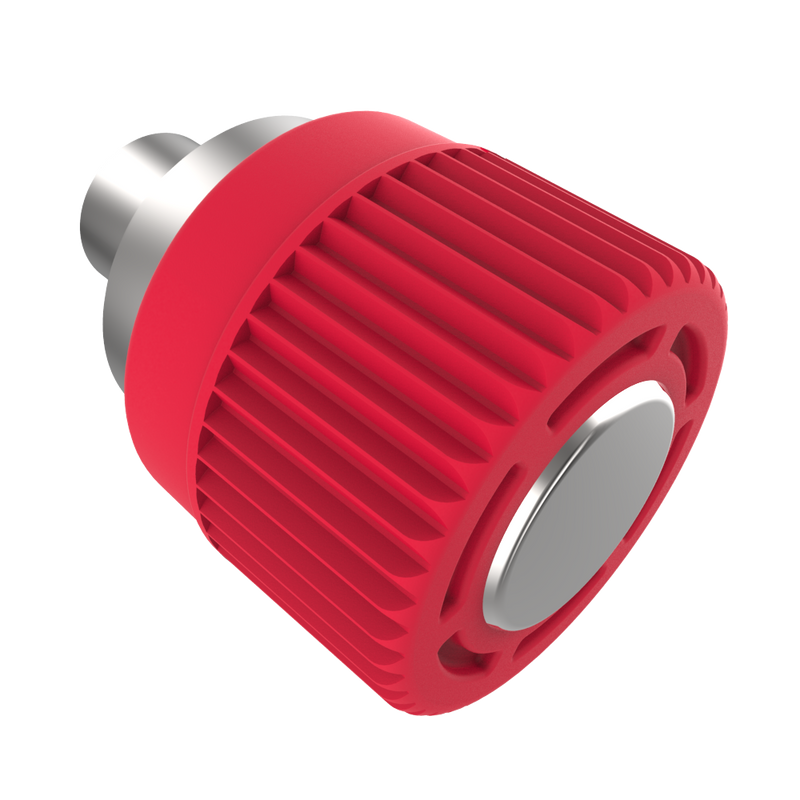 SOUTHCO Spring Loaded Plunger, Press-in, Small Size, Without hold-open feature, Steel, Red Knob [56-360-013]